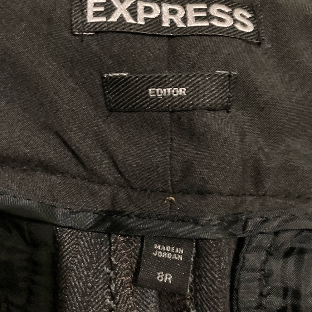Express Editor Dark Grey Pinstriped Pants Size 8 - image 4